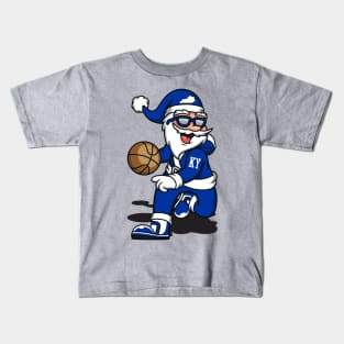 Blue Basketball Kentucky Santa Kids T-Shirt